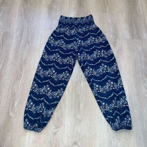 Amazon Qianxizhan Blue Multi Floral Harem Bohemian Jogger Pants, Women’s Small - Picture 5 of 10